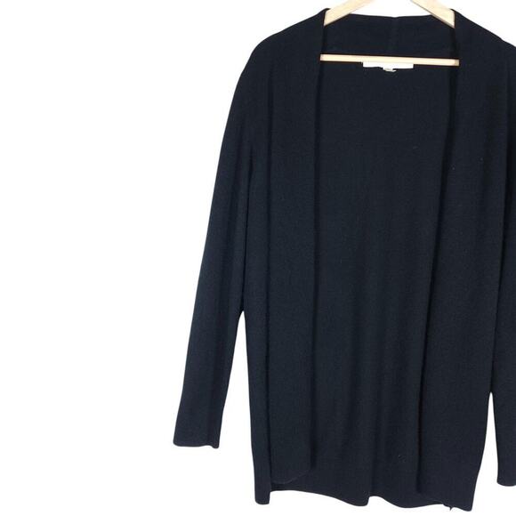 Nordstrom Collection Womens Black Open Front Cashmere Cardigan Large Classic Fit - Picture 3 of 12